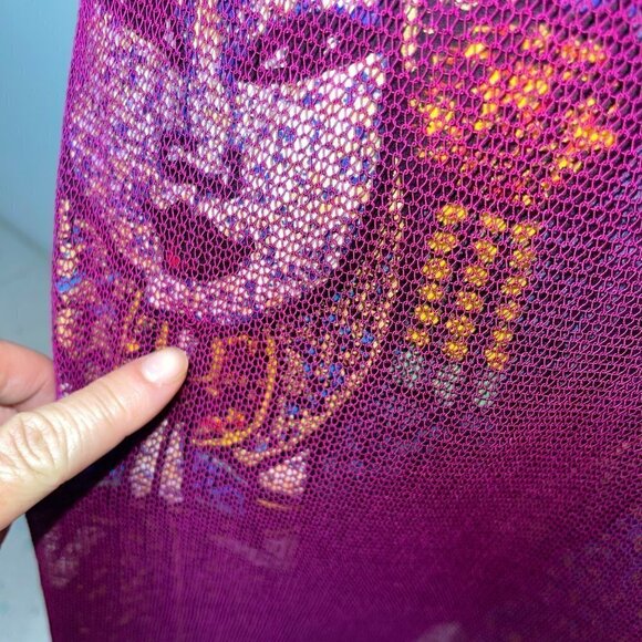 Custo Barcelona Vintage Y2K Slip Dress Size Large Mesh Overlay Magenta Purple - Picture 12 of 13